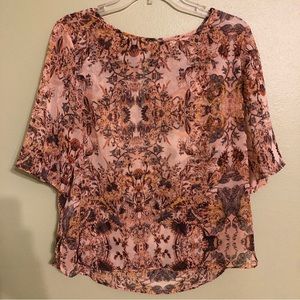 BCBGeneration Paisley Top with Ruffle Back